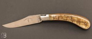 Couteau " Capuchadou 12cm " Corne de bélier et lame en 14C28 par Fontenille-Pataud