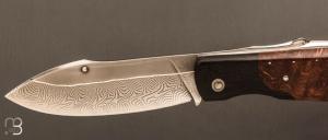   Couteau " Dépeceur lock-back " par Tony Ruot - Damas et loupe de chêne