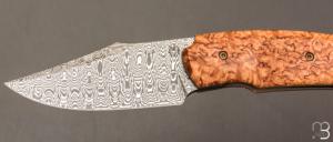 Couteau " Front flipper " par Fabrice Delbart - Forge Celtique - Bouleau de carélie et Damas W