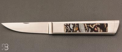   Couteau " Hemi  " pompe arrière par Nicolas Couderc - Molaire de mammouth et lame RWL-34