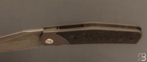   Couteau " Inter-Frame Bolster-lock "  custom fibre de carbone et titane par Guy Poggetti -  Acier Elmax