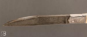 Couteau " Issoire " custom de Jérôme Bellon - Bois de cerf et damas