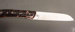 Couteau " L08 " de Perceval - Copeaux alu rouge stabilisés