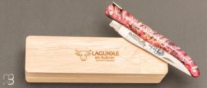 Couteau Laguiole en Aubrac Collection Cosmos modèle " Saturne " - Loupe de sureau rose
