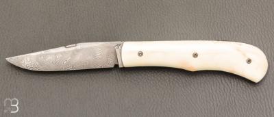 Couteau " Lanny's " cran carré de Sylvain Petit - Les Couteaux du Mitou - Phacochère et Damasteel