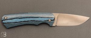   Couteau " Le 05 " par MTBlades Benjamin Thuillier - Paperstone bleu et lame en 14C28