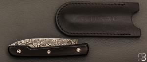 Couteau " Le Capi " par la Coutellerie Savignac - Corne noire et lame en damasteel