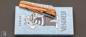 Couteau " Le Vendredi" par Perceval - Bois de serpent et lame en damas