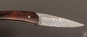  Couteau " Liner-Lock " damas et bois de fer d'Arizona par Alain & Joris Chomilier