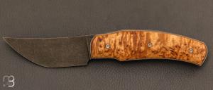   Couteau  "  Liner-lock custom " pliant par David Lespect - Bouleau madré et D2 stonewashed