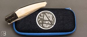   Couteau " Liner-lock custom " de Berthelemy Gabriel - La Forge Agab - Ivoire de mammouth et RWL34