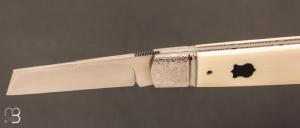  Couteau " Lock Back " custom de Vincenzo Balistreri - Ivoire de mammouth et lame en RWL34