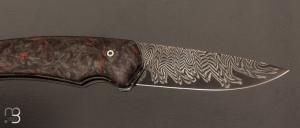 Couteau " Quetsche " Liner-Lock flipper par Louis Contat - Fatcarbon® et lame damas