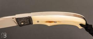    Couteau " Ryan's " custom par Raphaël Durand - Ivoire de phacochère et damas S. Lurquin