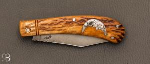   Couteau "Scagel" par Pierre Henri Monnet - Bois de cerf et acier 90McV8