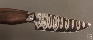   Couteau Semi intégral custom fixe de Israel Nascher  - Brazilian Rosewood et damas
