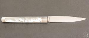 Couteau " Slipjoint " custom de Lionel Lalague - Nacre et lame en RWL34