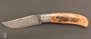    Couteau " Tocard " custom de Jérôme Bellon - Ivoire de mammouth et lame damas