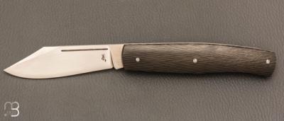   Couteau " Trappeur " custom à cran plat de Julien Baillon - Fibre de carbone et RWL34