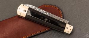   Couteau " Vendavel  " par Solbach Luna - Forge de la lune - Damas et Corne de Zébu / Mammouth