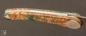 Couteau  à secret  le " 007 " en damas et platane stabilisé par Yves Neveux - Bastide Knives