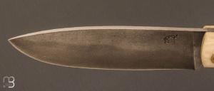  Couteau custom pliant à cran carré - Micarta blanc - Pierre Henri Monnet