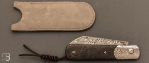   Couteau de collection artisanal à cran forcé de Stéphane Auberthié - FatCarbon et Damasteel