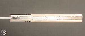  Couteau " custom " Liner lock de Giuseppe Pala - Ivoire de mammouth et lame en RWL34