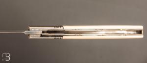   Couteau " custom " Liner lock de Giuseppe Pala - Ivoire de mammouth et lame en RWL34