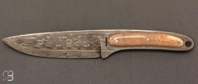   Couteau custom fixe de Hank Knickmeyer- Morse et damas