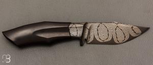   Couteau droit custom par Zane DVORAK - ZD FORGE - Damas et African blackwood