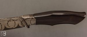   Couteau droit custom par Zane DVORAK - ZD FORGE - Damas et African blackwood