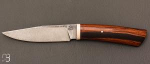   Couteau droit par Nicolas Mestrallet - Atelier du couteau de Vaunaveys - Lame forgée acier damas et bois de fer