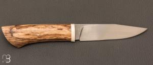  Couteau droit par Nicolas Mestrallet - Lame forgée en acier C130 et bois de hêtre échauffé