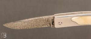   Couteau " custom " lock back par Christian Penot - ivoire de phacochère et lame damas