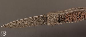   Dague pliante custom par Alain & Joris Chomilier - Damas Vegas Forge et Windowframe Jaspe