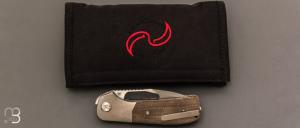 Couteau Designs Field Duty-3.5 Front Flipper Knife 3.5" par Liong Mah - Green Canvas Micarta et CPM-S90V - 042/125