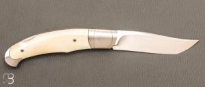   Couteau " Marcos Lock-back " pliant artisanal de Cyril Kalisz - Ivoire de phacochère et RWL-34