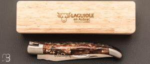   Couteau Laguiole en Aubrac Mammouth Fusion double platines - Acier 12c27 mat