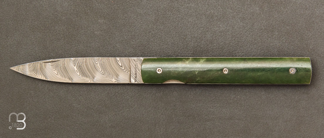 Couteau Perceval Le Français Damas Jade Polaire