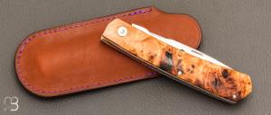 Couteau " 12A PERO " fait main par Denis Lagarde - Racine de châtaignier stabilisée