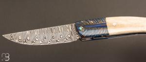 Couteau  " 1515 collection Amérindien  " par Manu Laplace - Os de buffle et damas
