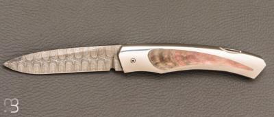  Couteau " 1820 Berthier " interframe par Charles Bennica - Nacre noire et Damasteel