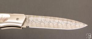  Couteau " 1820 Berthier " interframe par Charles Bennica - Nacre noire et Damasteel