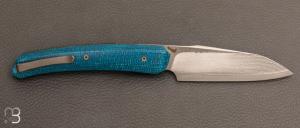 Couteau "  Ardea  " micarta et lame Suminagashi par Olivier Lamy