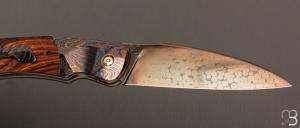   Couteau " Balrius " liner-lock par Florian Keller - bois de fer/ZircoTi et damas billes