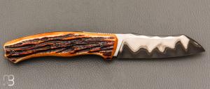  Couteau " Bluff " liner lock par Olivier Ouertal - Os cerfé et Sandinox