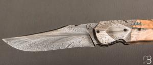  Couteau " Clint " par Florian Keller - Mammouth et damas plume