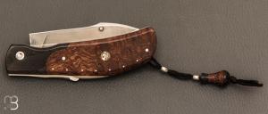   Couteau " Dépeceur lock-back " par Tony Ruot - Damas et loupe de chêne