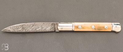 Couteau  " Issoire " custom de Jérôme Bellon - Mammouth et damas